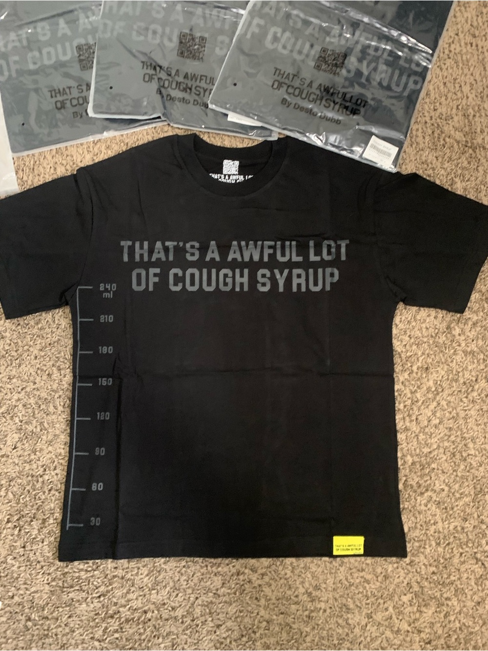 Black Graphic Short-Sleeve Tee - 'That's A Awful Lot Of Cough Syrup'NWT